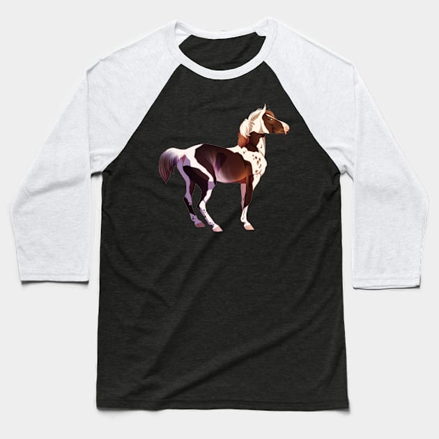 Tobiano Horse Baseball T-Shirt by kelseydjpaint